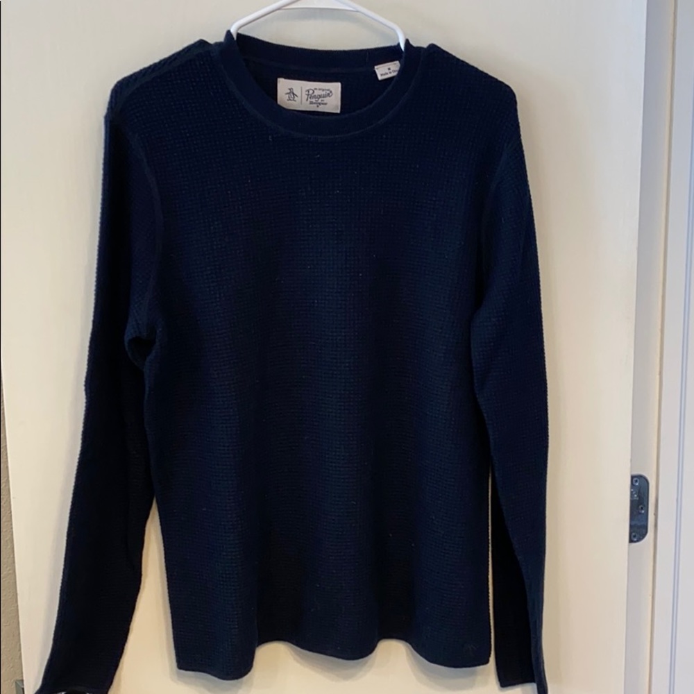 Men’s Ribbed Navy Sweater - Penguin - Size Medium